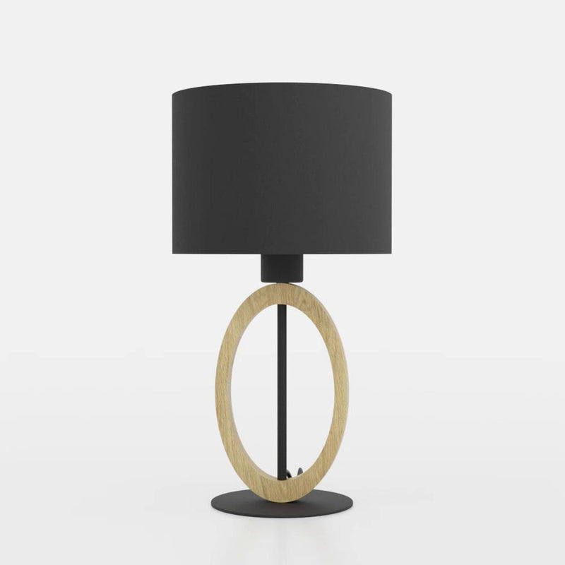 Carregue imagem no visualizador da galeriaCandeeiro de Mesa com Base de Metal Preto e Madeira BASILDON 1 EGLO
