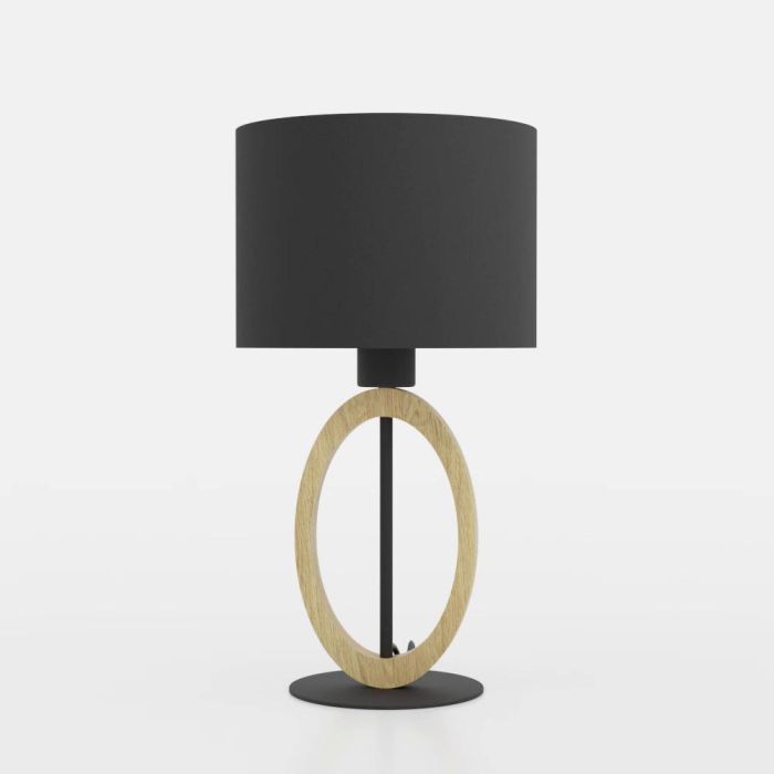 Carregue imagem no visualizador da galeriaCandeeiro de Mesa com Base de Metal Preto e Madeira BASILDON 1 EGLO
