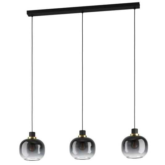 Candeeiro de teto com três abajures esféricos preto e cinzento OILELLA EGLO