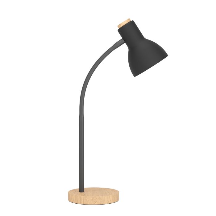 Carregue imagem no visualizador da galeriaCandeeiro de mesa com braço flexível em metal e madeira VERADAL EGLO
