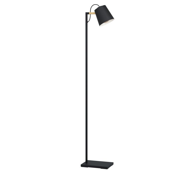 Carregue imagem no visualizador da galeriaCandeeiro de pé com base em metal preto e abajur creme LACEY EGLO
