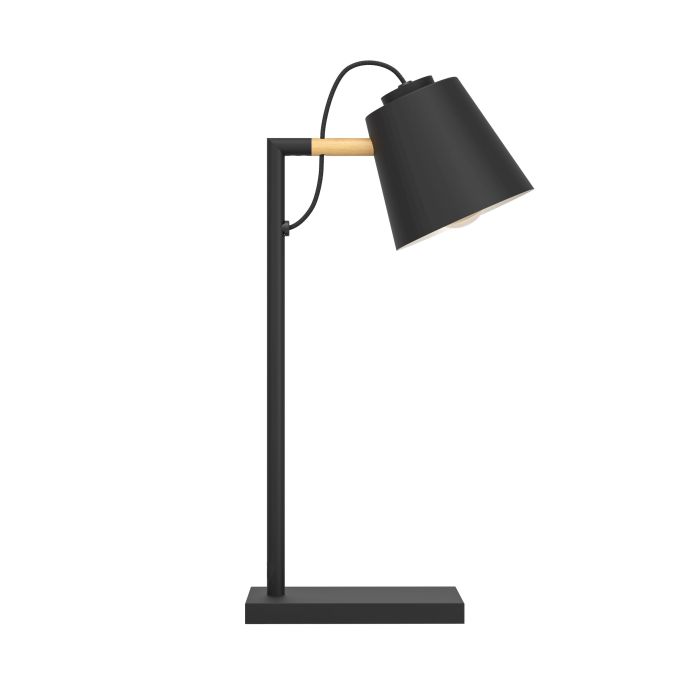 Carregue imagem no visualizador da galeriaCandeeiro de Mesa com Base e Abajur em Metal Preto LACEY EGLO
