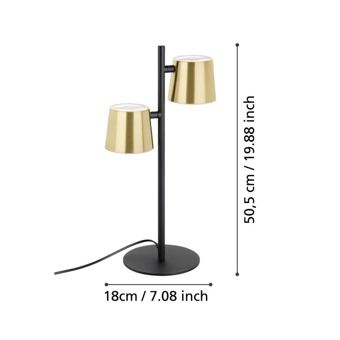 Chargez l'image dans la visionneuse de la galerie, Candeeiro de mesa LED com base em aço e latão ALTAMIRA EGLO
