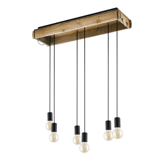 Candeeiro de teto suspenso com 6 lâmpadas em metal preto WOOTTON EGLO
