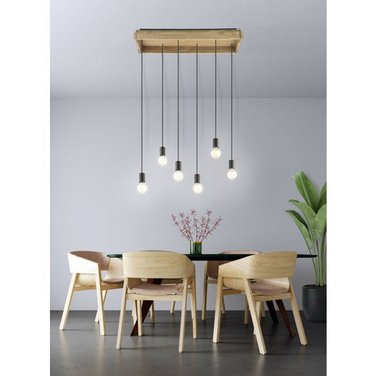 Candeeiro de teto suspenso com 6 lâmpadas em metal preto WOOTTON EGLO
