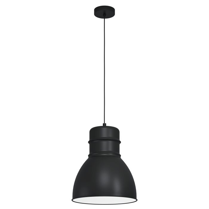 Carregue imagem no visualizador da galeriaCandeeiro de teto metálico preto com interior branco EBURY EGLO
