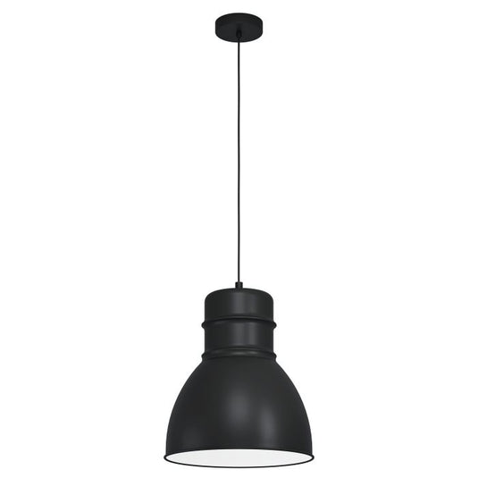 Candeeiro de teto metálico preto com interior branco EBURY EGLO