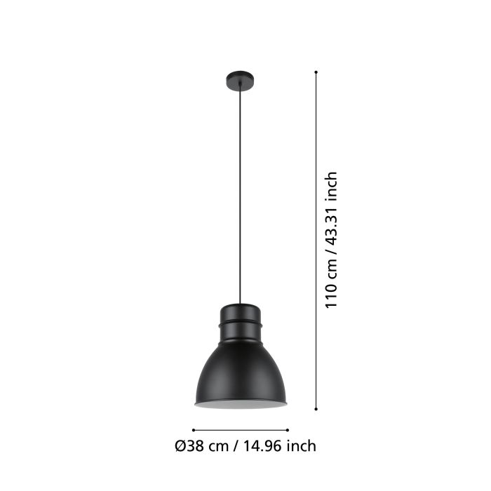 Carregue imagem no visualizador da galeriaCandeeiro de teto metálico preto com interior branco EBURY EGLO
