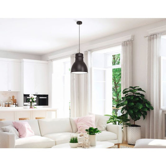 Candeeiro de teto metálico preto com interior branco EBURY EGLO