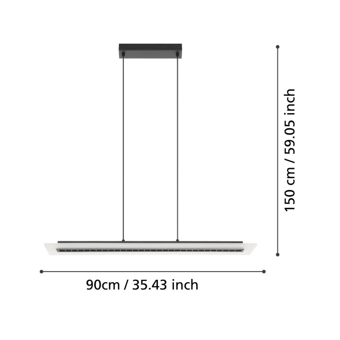 Load image into Gallery viewer, Candeeiro de teto suspenso LED preto com painel acrílico BUCITA EGLO
