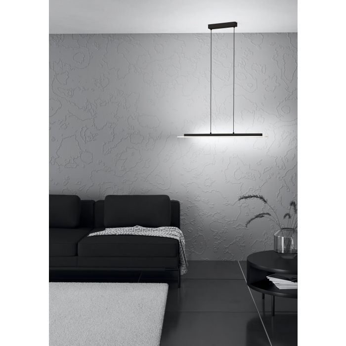 Load image into Gallery viewer, Candeeiro de teto suspenso LED preto com painel acrílico BUCITA EGLO
