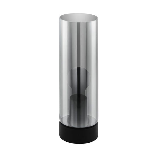 Candeeiro de Mesa com Abajur Cilíndrico Preto Fumado DAMASCO 1 EGLO