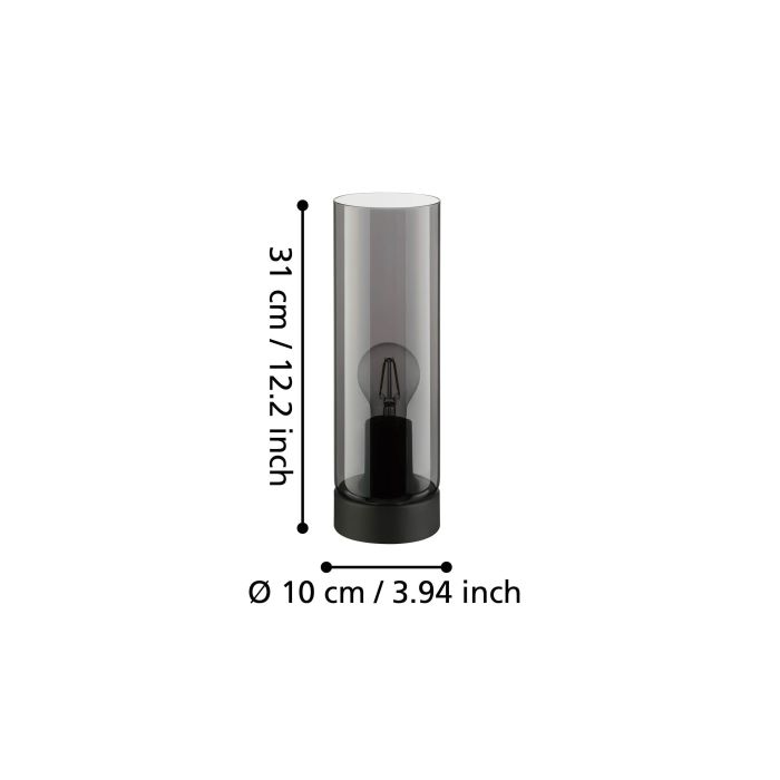 Load image into Gallery viewer, Candeeiro de Mesa com Abajur Cilíndrico Preto Fumado DAMASCO 1 EGLO
