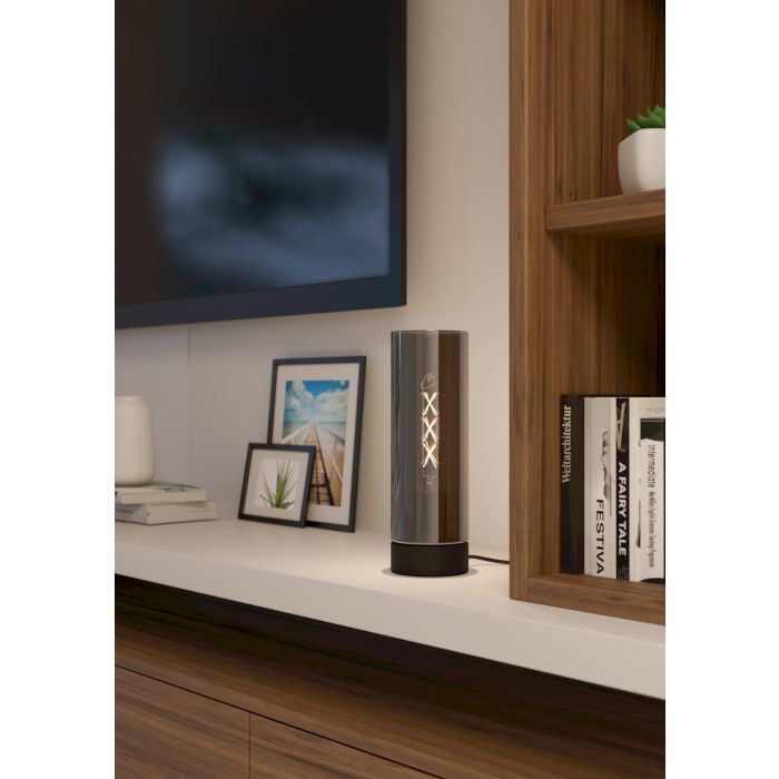 Load image into Gallery viewer, Candeeiro de Mesa com Abajur Cilíndrico Preto Fumado DAMASCO 1 EGLO
