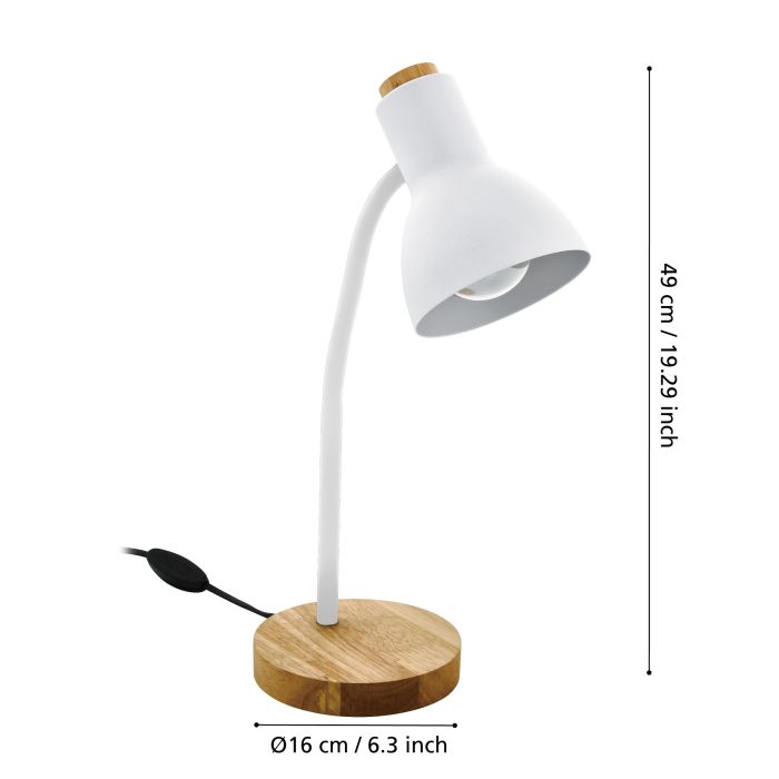 Carregue imagem no visualizador da galeriaCandeeiro de Mesa com Braço Flexível em Metal e Madeira VERADAL EGLO
