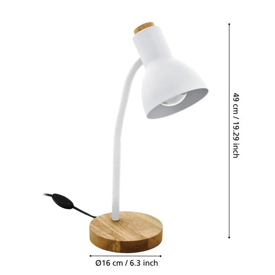 Candeeiro de Mesa com Braço Flexível em Metal e Madeira VERADAL EGLO
