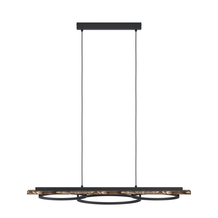 Carregue imagem no visualizador da galeriaCandeeiro de teto em madeira de pinho e metal preto BOYAL EGLO
