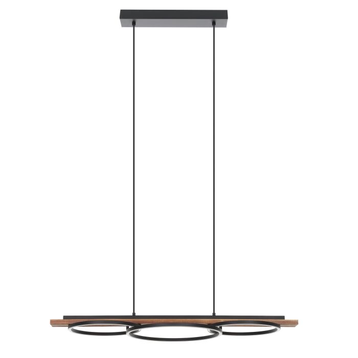 Carregue imagem no visualizador da galeriaCandeeiro de teto em madeira de pinho e metal preto BOYAL EGLO
