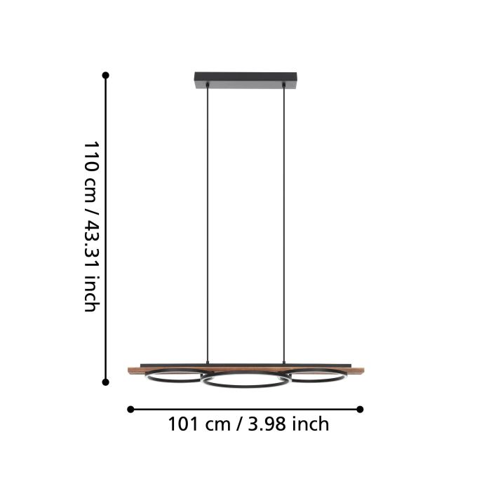 Carregue imagem no visualizador da galeriaCandeeiro de teto em madeira de pinho e metal preto BOYAL EGLO
