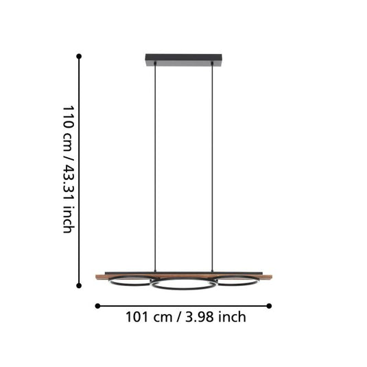 Candeeiro de teto em madeira de pinho e metal preto BOYAL EGLO