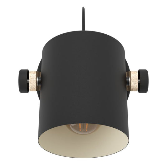 Aplique de Parede Preto-Creme com Madeira HORNWOOD EGLO