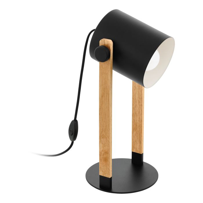 Load image into Gallery viewer, Candeeiro de Mesa Preto-Creme e Madeira HORNWOOD EGLO
