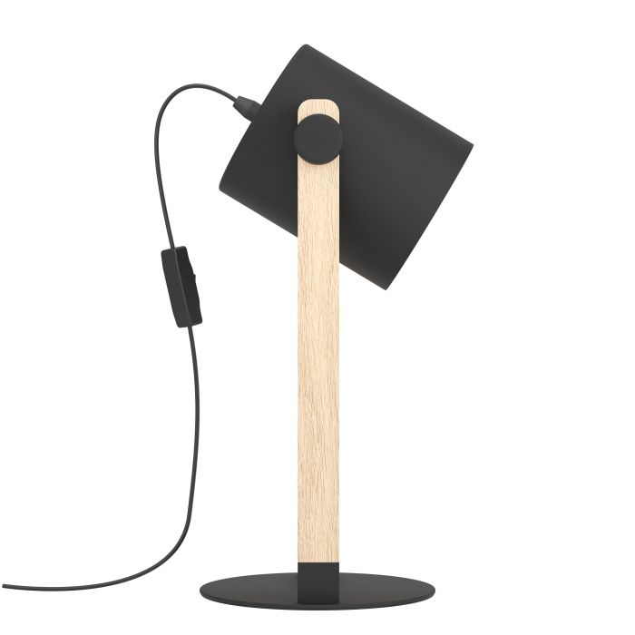 Load image into Gallery viewer, Candeeiro de Mesa Preto-Creme e Madeira HORNWOOD EGLO
