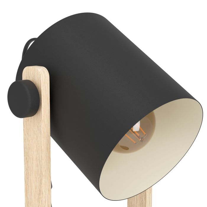 Load image into Gallery viewer, Candeeiro de Mesa Preto-Creme e Madeira HORNWOOD EGLO
