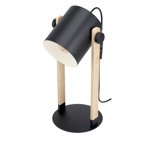 Candeeiro de Mesa Preto-Creme e Madeira HORNWOOD EGLO
