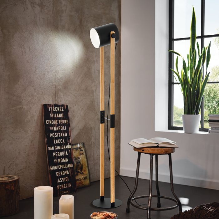 Load image into Gallery viewer, Candeeiro de Pé HORNWOOD EGLO - Design Moderno com Madeira
