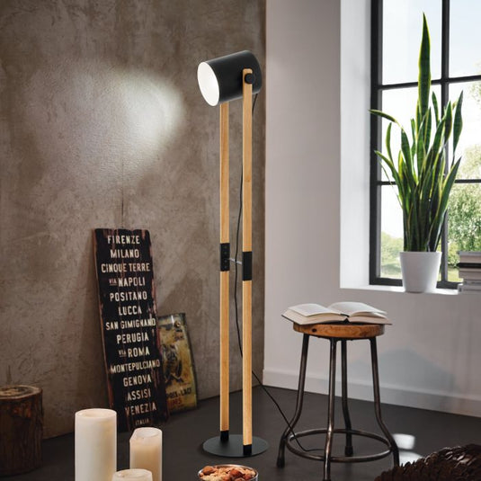 Candeeiro de Pé HORNWOOD EGLO - Design Moderno com Madeira