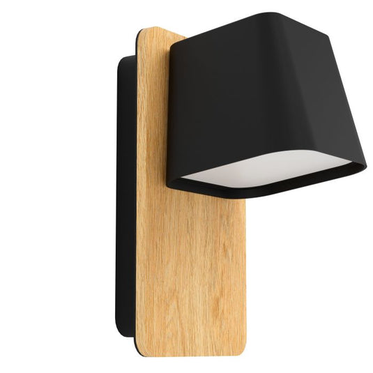Aplique de Parede com Base Retangular em Metal Preto e Madeira RUSCIO EGLO