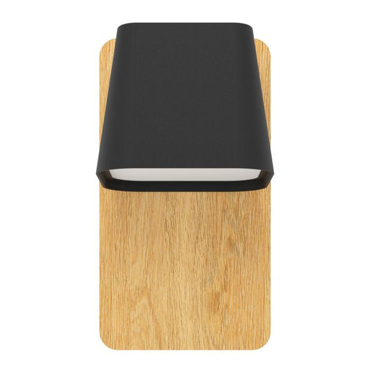 Aplique de Parede com Base Retangular em Metal Preto e Madeira RUSCIO EGLO