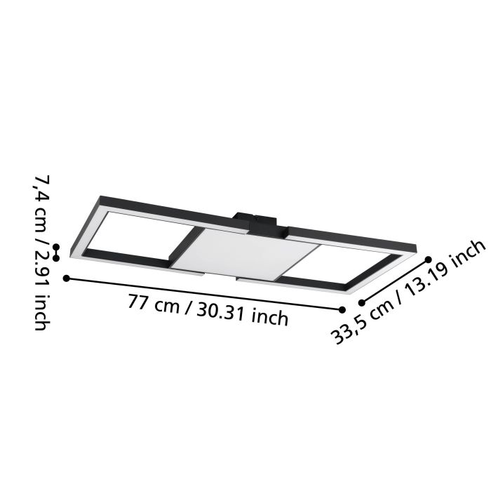 Carregue imagem no visualizador da galeriaCandeeiro de teto LED com molduras quadradas preto MACELLARA EGLO
