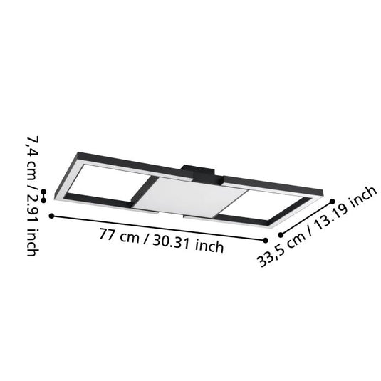 Candeeiro de teto LED com molduras quadradas preto MACELLARA EGLO