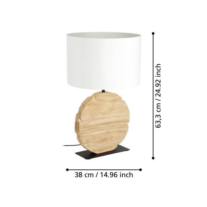 Load image into Gallery viewer, Candeeiro de Mesa com Base em Madeira e Abajur Têxtil CONTESSORE EGLO
