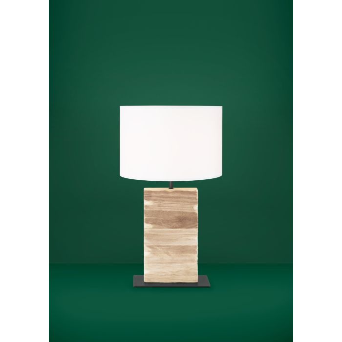Load image into Gallery viewer, Candeeiro de Mesa com Base de Madeira Clara e Abajur Têxtil CONTESSORE EGLO
