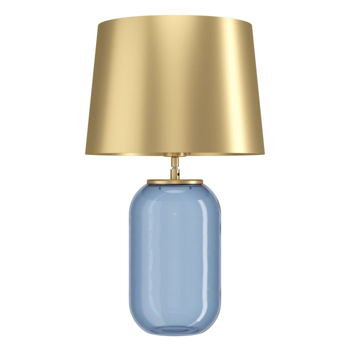 Load image into Gallery viewer, Candeeiro de Mesa com Base de Vidro Azul e Abajur Metálico CUITE EGLO
