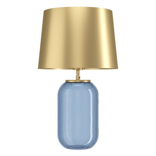 Candeeiro de Mesa com Base de Vidro Azul e Abajur Metálico CUITE EGLO