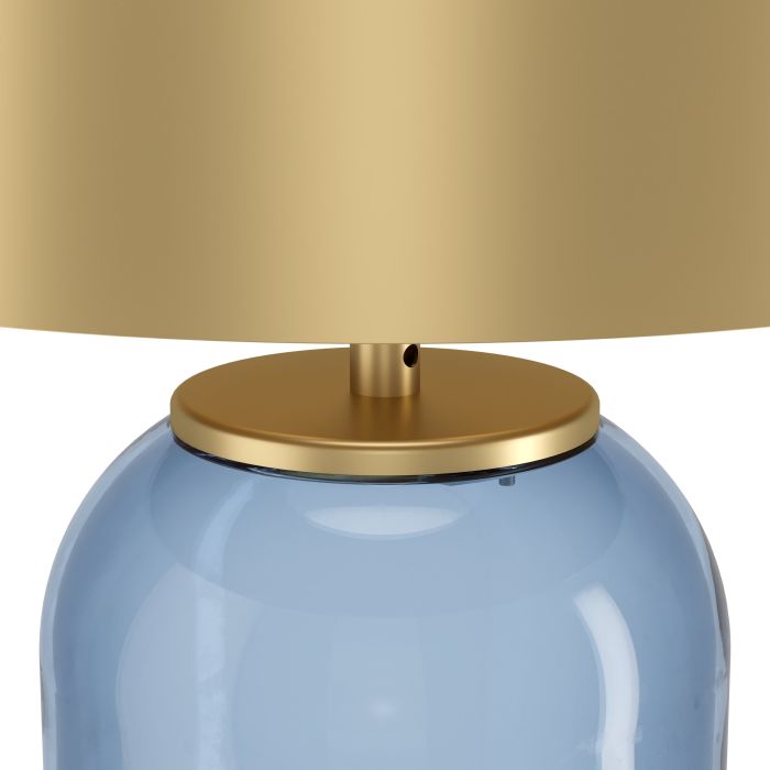 Load image into Gallery viewer, Candeeiro de Mesa com Base de Vidro Azul e Abajur Metálico CUITE EGLO
