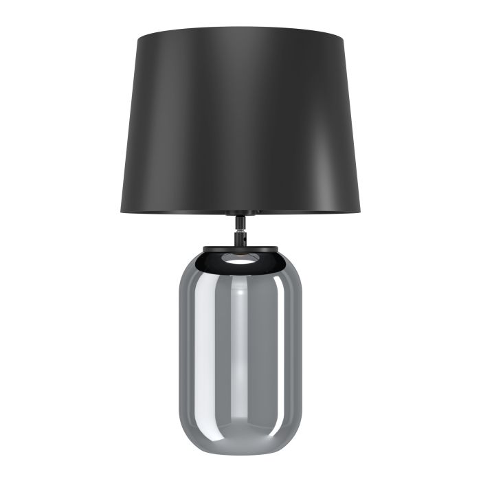 Load image into Gallery viewer, Candeeiro de Mesa com Base de Vidro e Abajur Metálico Preto CUITE EGLO
