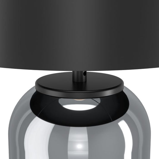 Candeeiro de Mesa com Base de Vidro e Abajur Metálico Preto CUITE EGLO