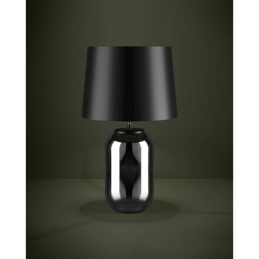 Candeeiro de Mesa com Base de Vidro e Abajur Metálico Preto CUITE EGLO