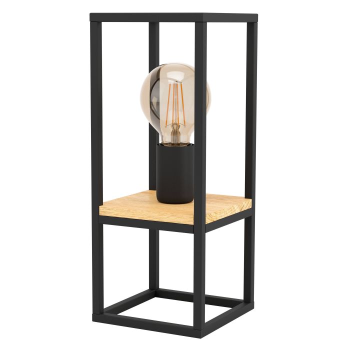 Chargez l'image dans la visionneuse de la galerie, Candeeiro de Mesa com Estrutura em Metal Preto e Madeira LIBERTAD EGLO
