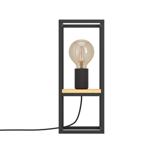 Candeeiro de Mesa com Estrutura em Metal Preto e Madeira LIBERTAD EGLO