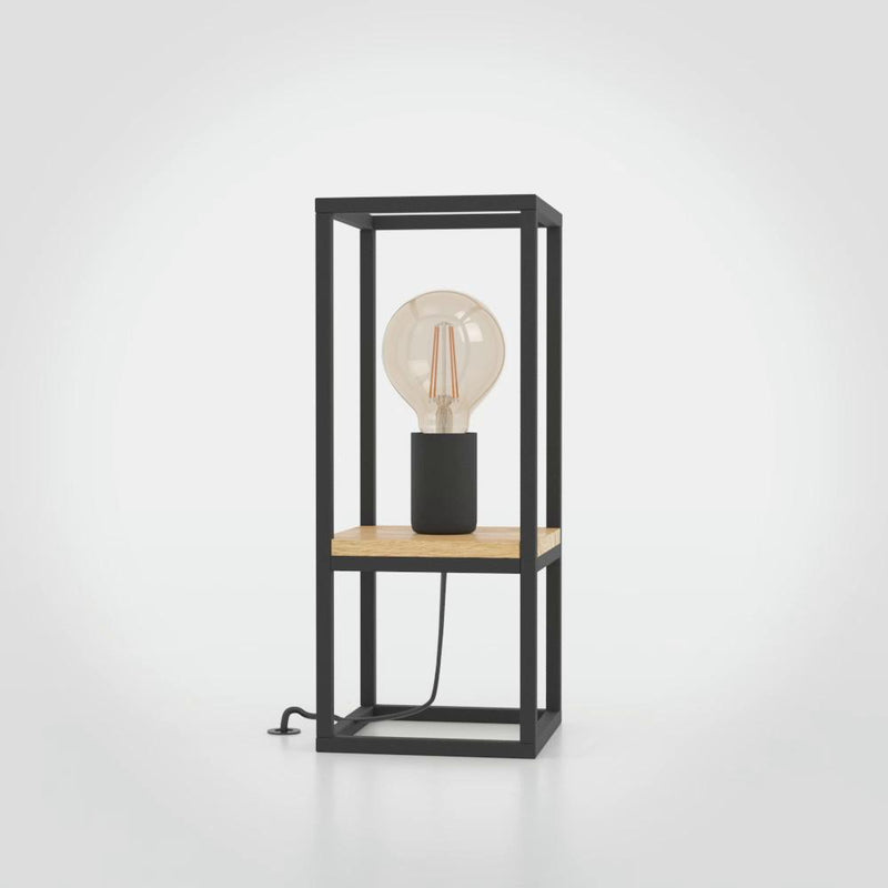 Chargez l'image dans la visionneuse de la galerie, Candeeiro de Mesa com Estrutura em Metal Preto e Madeira LIBERTAD EGLO

