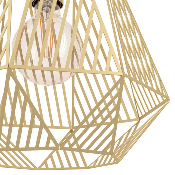 Cargue la imagen en el visor de la galería, Candeeiro de teto com abajur dourado escovado em forma de diamante STYPE EGLO
