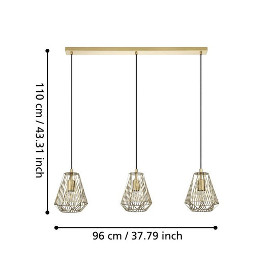 Candeeiro de teto com abajur dourado escovado em forma de diamante STYPE EGLO