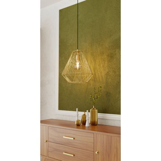 Candeeiro de teto com abajur dourado escovado em forma de diamante STYPE EGLO