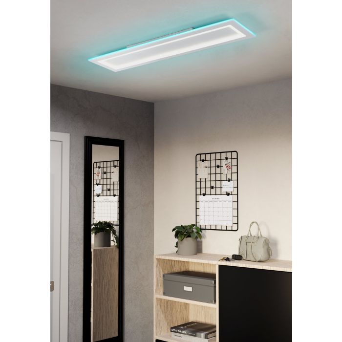 Chargez l'image dans la visionneuse de la galerie, Candeeiro de teto LED branco com moldura RGB PADROGIANO-Z EGLO
